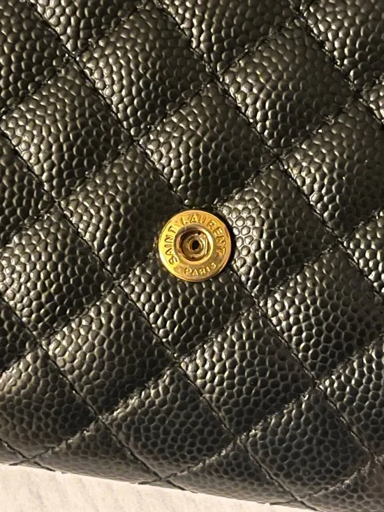 Authentic (YSL) Saint Laurent Mix Matelassé Monogram Short Wallet - Picture 11 of 14